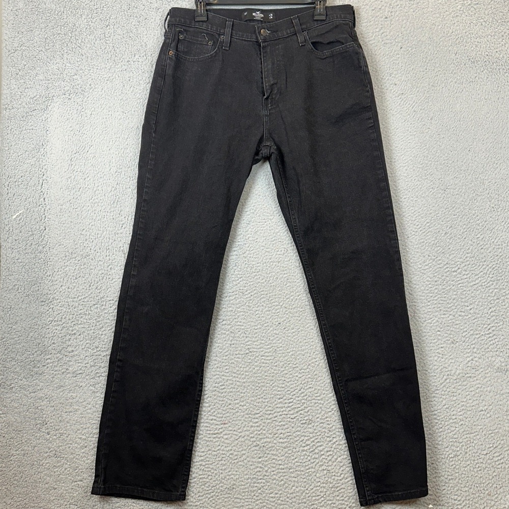 Hollister Epic Flex Jeans Mens 34X34 Straight Leg Black Stretch Denim Casual EUC